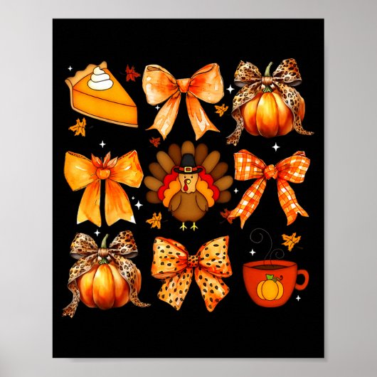 Coquette Bow Pumpkin Season Thanksgiving Autumn Fa Poster (Voorkant)