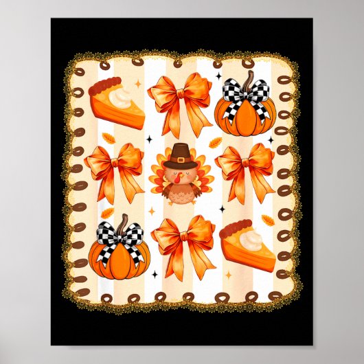 Coquette Bow Pumpkin Season Thanksgiving Autumn Fa Poster (Voorkant)