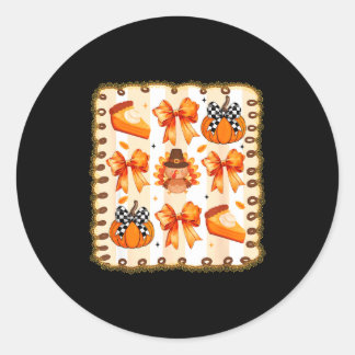 Coquette Bow Pumpkin Season Thanksgiving Autumn Fa Ronde Sticker
