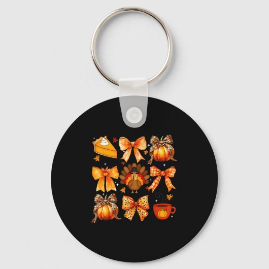 Coquette Bow Pumpkin Season Thanksgiving Autumn Fa Sleutelhanger (Voorkant)