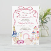 Coquette Bow Pyjama en Processo Bruiloftsfeest Kaart (Staand voorkant)