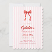 Coquette Bow Red Pink Galentine's Party Kaart (Voorkant)