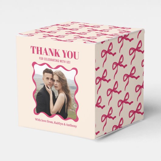 Coquette Bow Retro bruiloft Bedankdoosjes (Voorkant Zijde)