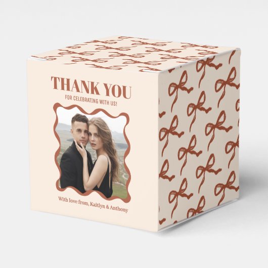 Coquette Bow Retro bruiloft Bedankdoosjes (Voorkant Zijde)