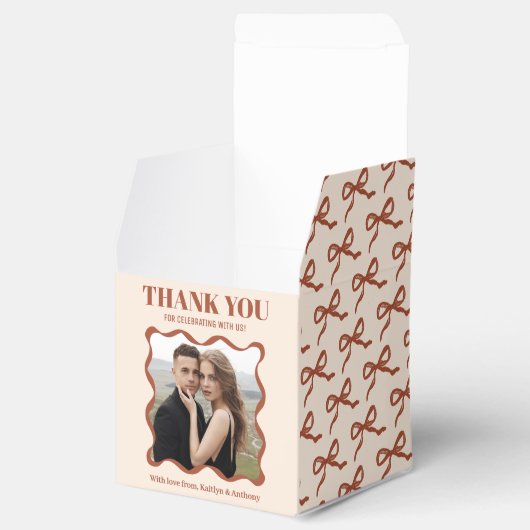 Coquette Bow Retro bruiloft Bedankdoosjes (Geopend)