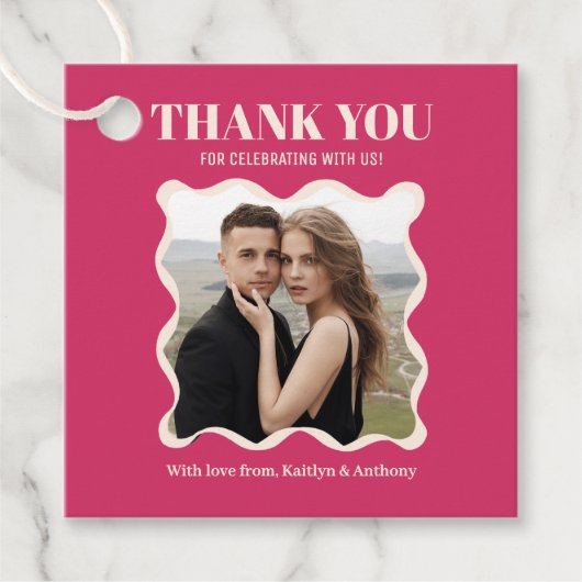 Coquette Bow Retro bruiloft Bedankjes Labels (Voorkant)