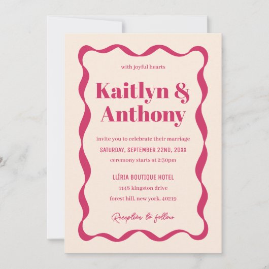 Coquette Bow Retro bruiloft Kaart (Voorkant)