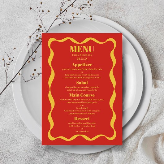 Coquette Bow Retro bruiloft Menu