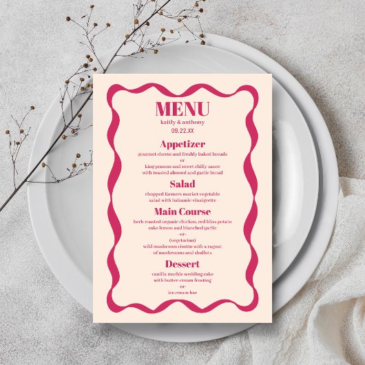 Coquette Bow Retro bruiloft Menu