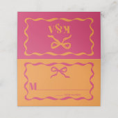 Coquette Bow Retro bruiloft Plaatskaartje (Buitenkant ongevouwen)