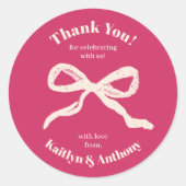 Coquette Bow Retro bruiloft Ronde Sticker (Voorkant)