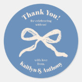 Coquette Bow Retro bruiloft Ronde Sticker (Voorkant)