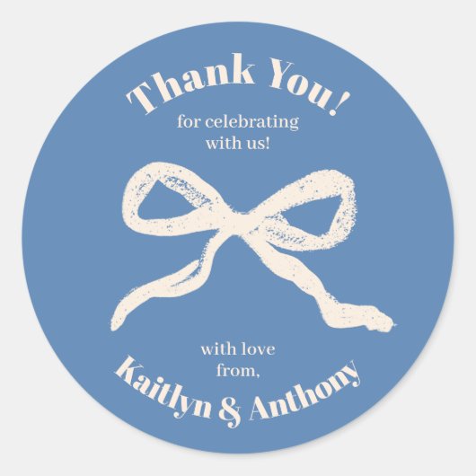 Coquette Bow Retro bruiloft Ronde Sticker (Voorkant)