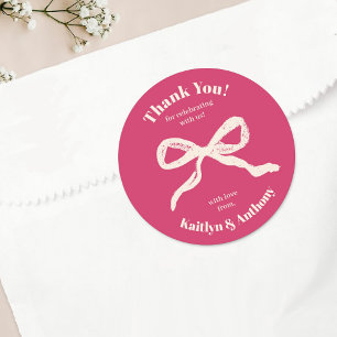 Coquette Bow Retro bruiloft Ronde Sticker