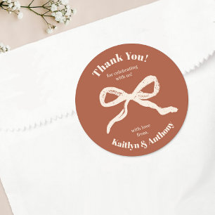 Coquette Bow Retro bruiloft Ronde Sticker