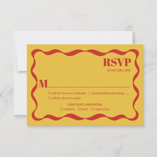 Coquette Bow Retro bruiloft RSVP Kaartje (Voorkant)