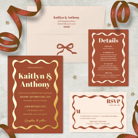 Coquette Bow Retro bruiloft RSVP Kaartje