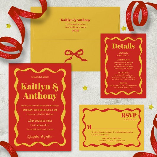 Coquette Bow Retro bruiloft RSVP Kaartje