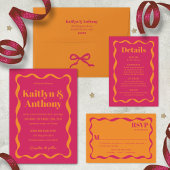 Coquette Bow Retro bruiloft RSVP Kaartje