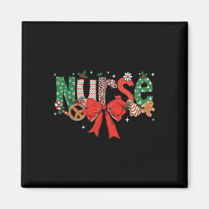Coquette Bow Retro Herfst Verpleegster Kerstmismei Magneet
