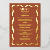 Coquette Bow Retro Huwelijk Echte Folie Menu Kaart (Voorkant)
