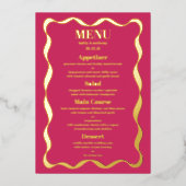 Coquette Bow Retro Huwelijk Echte Folie Menu Kaart (Voorkant)