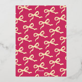 Coquette Bow Retro Huwelijk Echte Folie Menu Kaart (Achterkant)