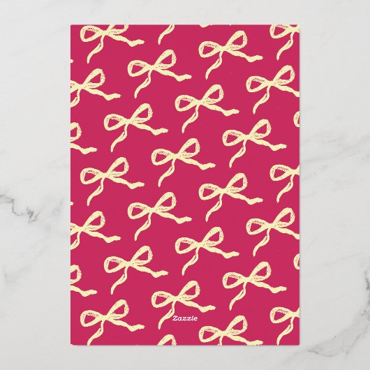 Coquette Bow Retro Huwelijk Echte Folie Menu Kaart (Achterkant)