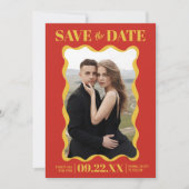 Coquette Bow Retro Trouwfoto Save The Date (Voorkant)