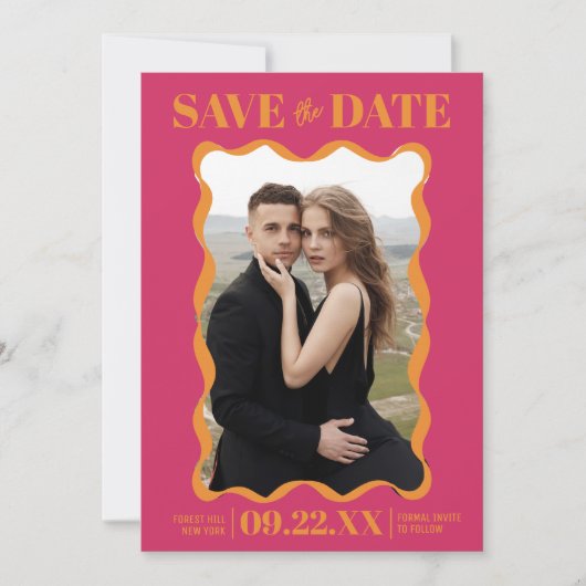 Coquette Bow Retro Trouwfoto Save The Date (Voorkant)
