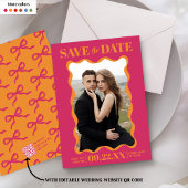 Coquette Bow Retro Trouwfoto Save The Date