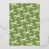 Coquette Bow Retro Trouwfoto Sla de datum op Folie Uitnodiging (Achterkant)