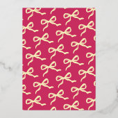 Coquette Bow Retro Trouwfoto Sla de datum op Folie Uitnodiging (Achterkant)