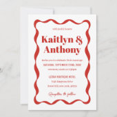 Coquette Bow Retro Wedding Kaart (Voorkant)