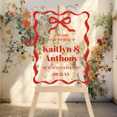 Coquette Bow Retro Wedding Welkom Acryl Bord
