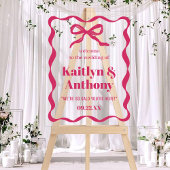 Coquette Bow Retro Wedding Welkom Acryl Bord