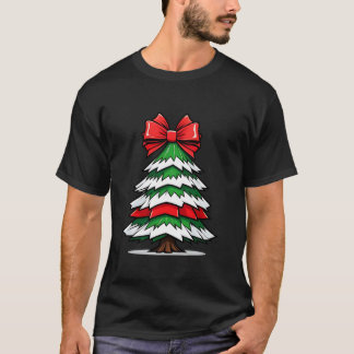 Coquette Bow Rood en Wit Kerstboom Kerstman T-shirt