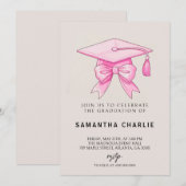 Coquette Bow Roze Afstuderen Kaart (Voorkant / Achterkant)