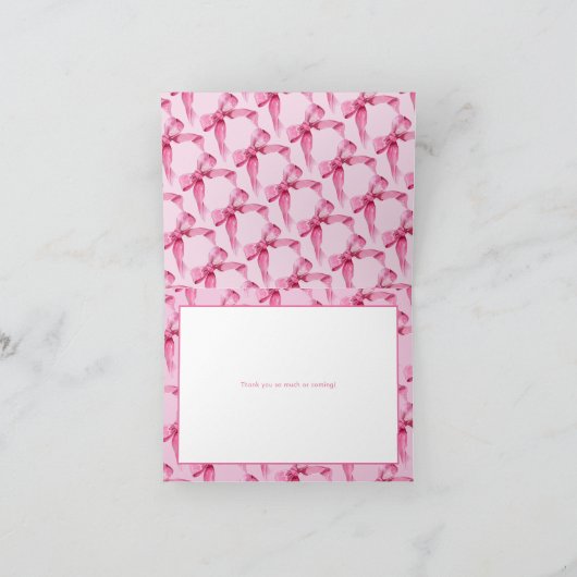 Coquette Bow | Roze Baby Meisje Douche Bedankkaart (Binnen)