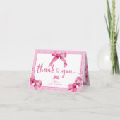 Coquette Bow | Roze Baby Meisje Douche Bedankkaart (Voorkant)