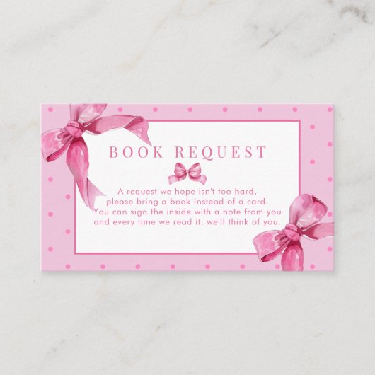 Coquette Bow | Roze Baby Meisje Douche Boek Aanvra Informatiekaartje (Voorkant)