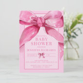 Coquette Bow | Roze Baby Meisje Douche Kaart (Staand voorkant)