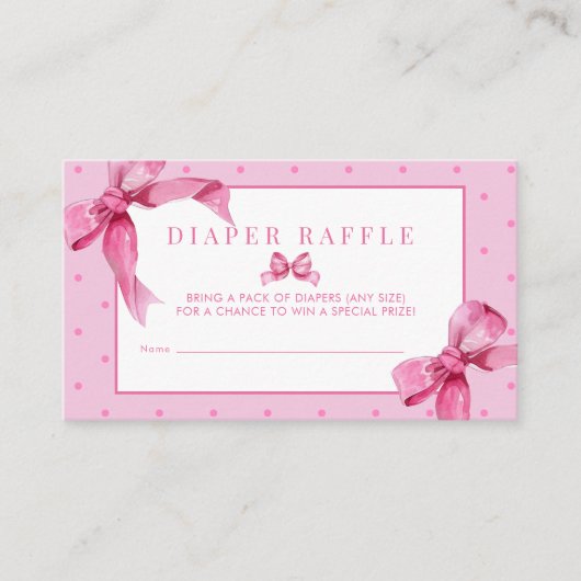 Coquette Bow | Roze Baby Meisje Douche Luier Raffl Informatiekaartje (Voorkant)
