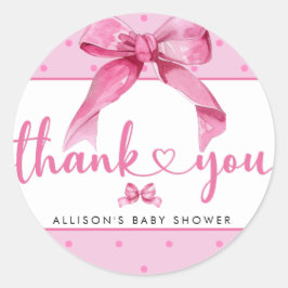 Coquette Bow | Roze Baby Meisje Douche Ronde Sticker
