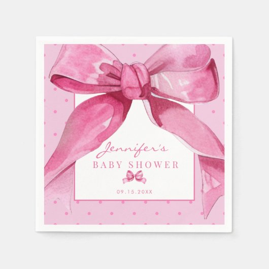 Coquette Bow | Roze Baby Meisje Douche Servet (Voorkant)