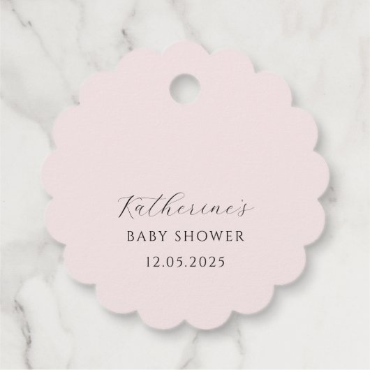 Coquette Bow Roze Baby shower Bedankjes Labels (Achterkant)