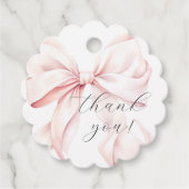 Coquette Bow Roze Baby shower Bedankjes Labels (Voorkant)