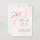Coquette Bow Roze Baby shower Bedankkaart (Voorkant)