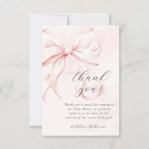 Coquette Bow Roze Baby shower Bedankkaart