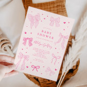Coquette Bow Roze Baby shower Uitnodiging